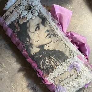 Vintage Style Fabric Journal with Purple Accents